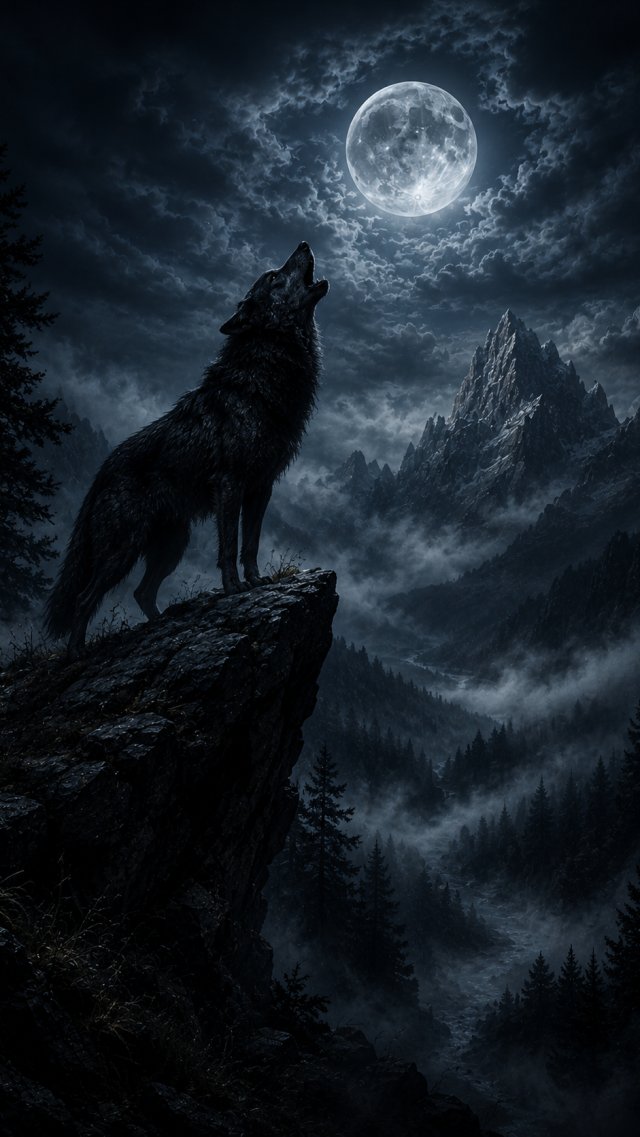 Howling Wolf on a Cliff
