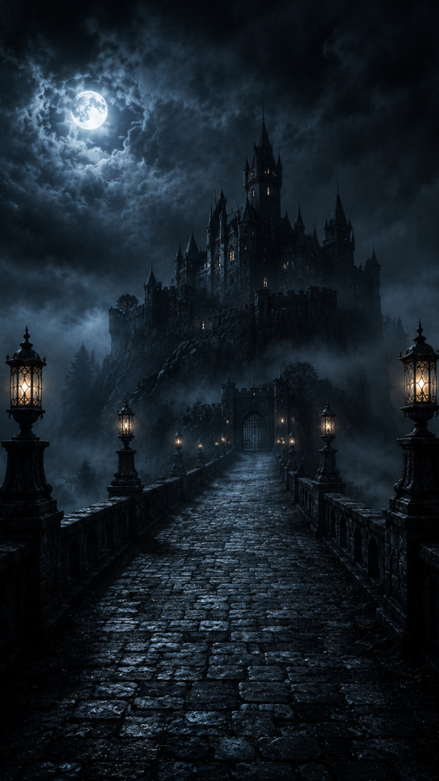 Castle Bridge under a Full Moon