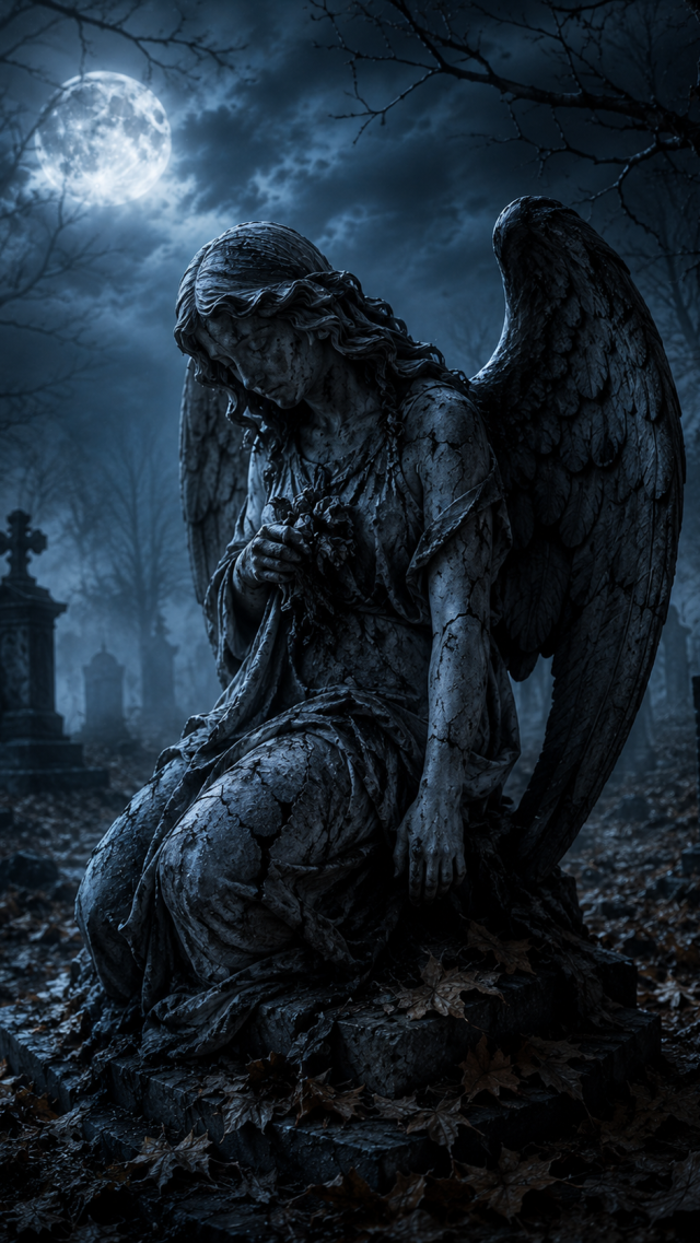 Angel Statue in a Graveyard