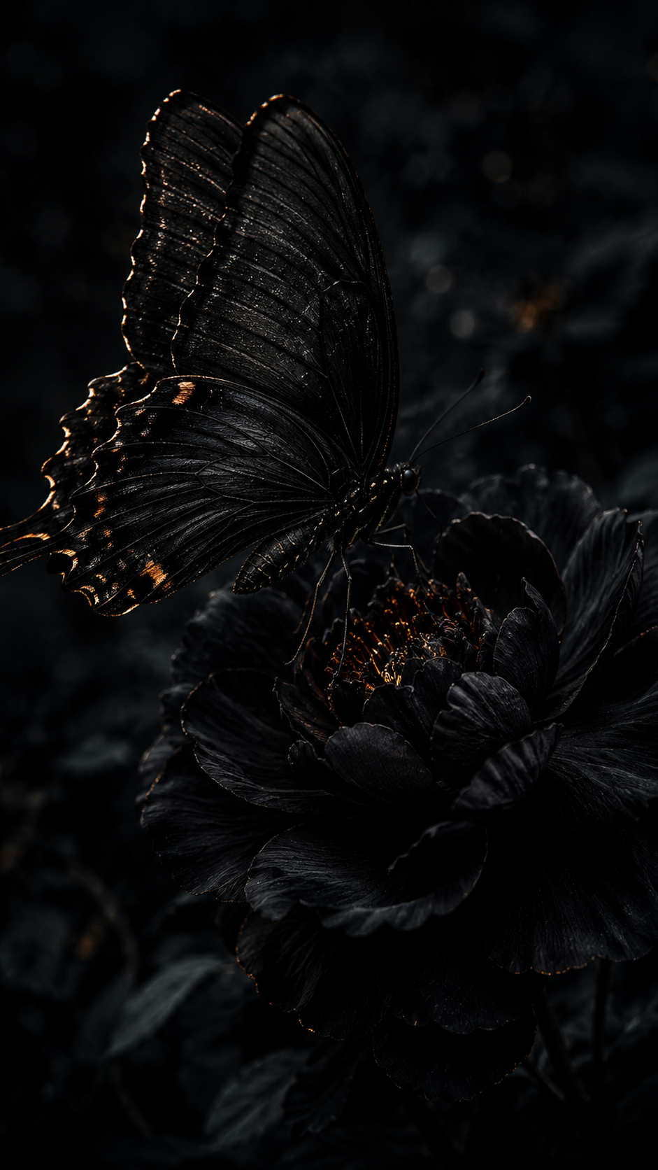 Black Butterfly Resting on a Flower