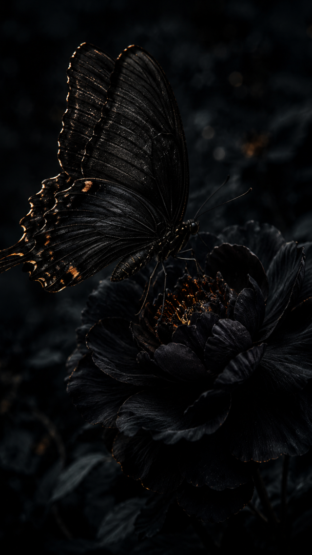 Black Butterfly Resting on a Flower