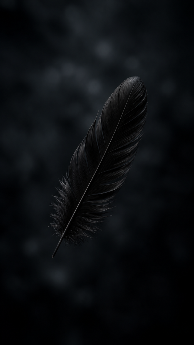 Black Feather on a Dark Background