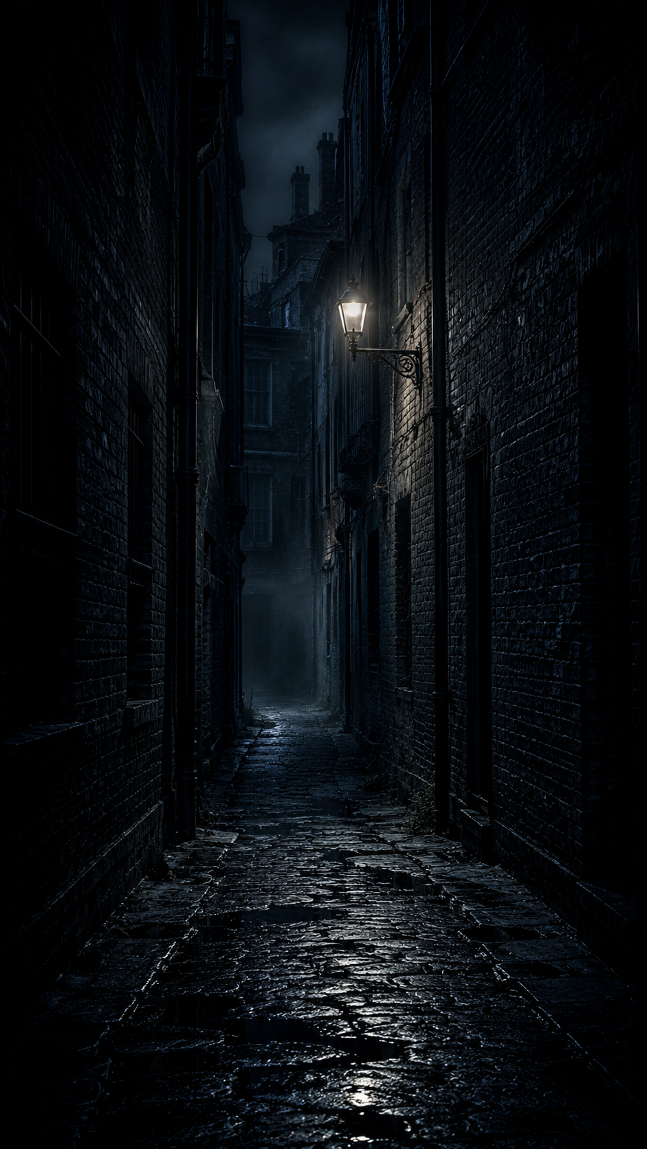 Narrow Dark Alley at Night