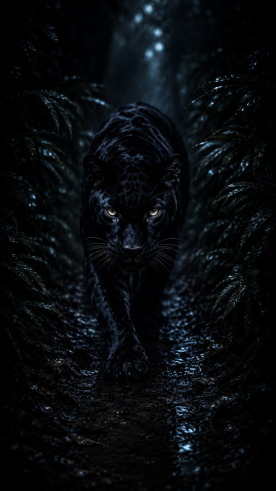 Black Panther in a Dark Forest
