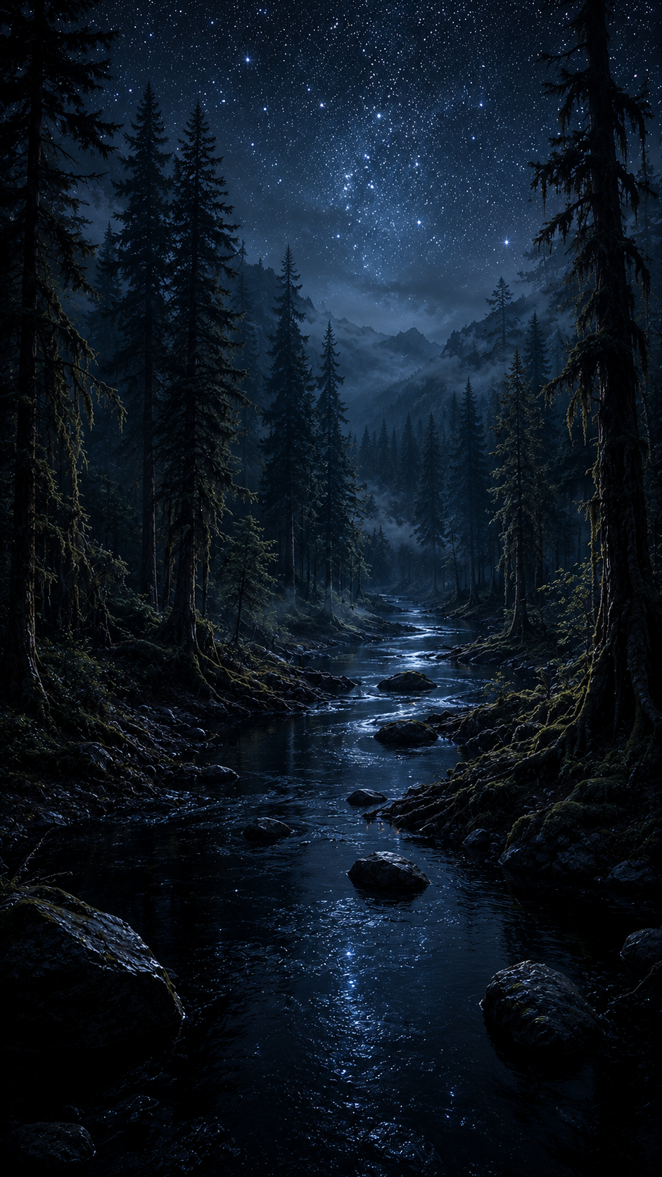Forest Stream under Stars