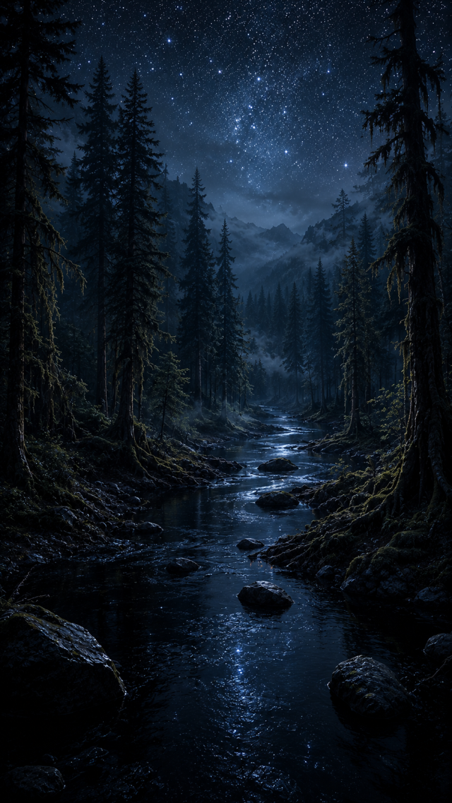 Forest Stream under Stars