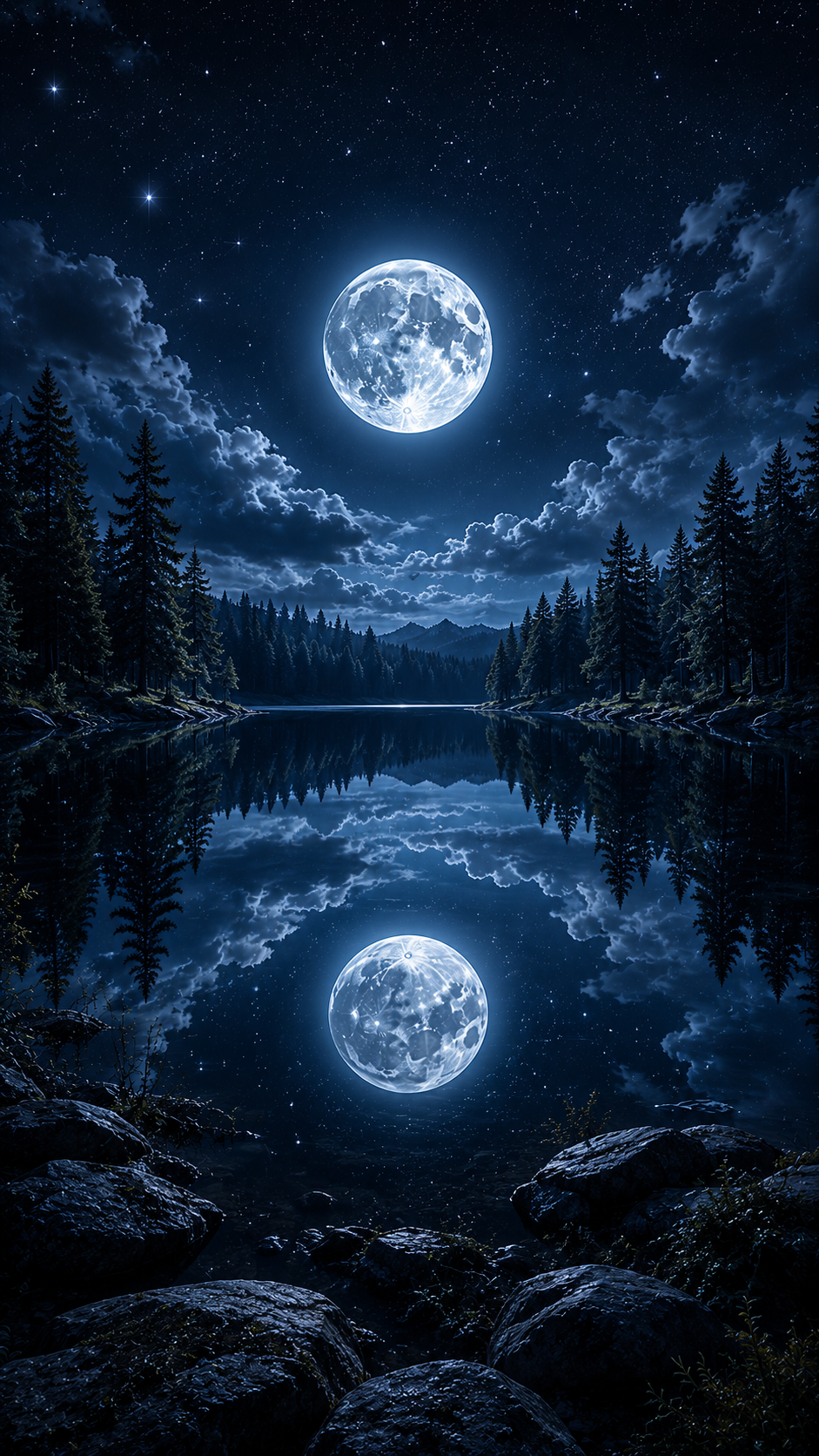 Full Moon Lake Reflection