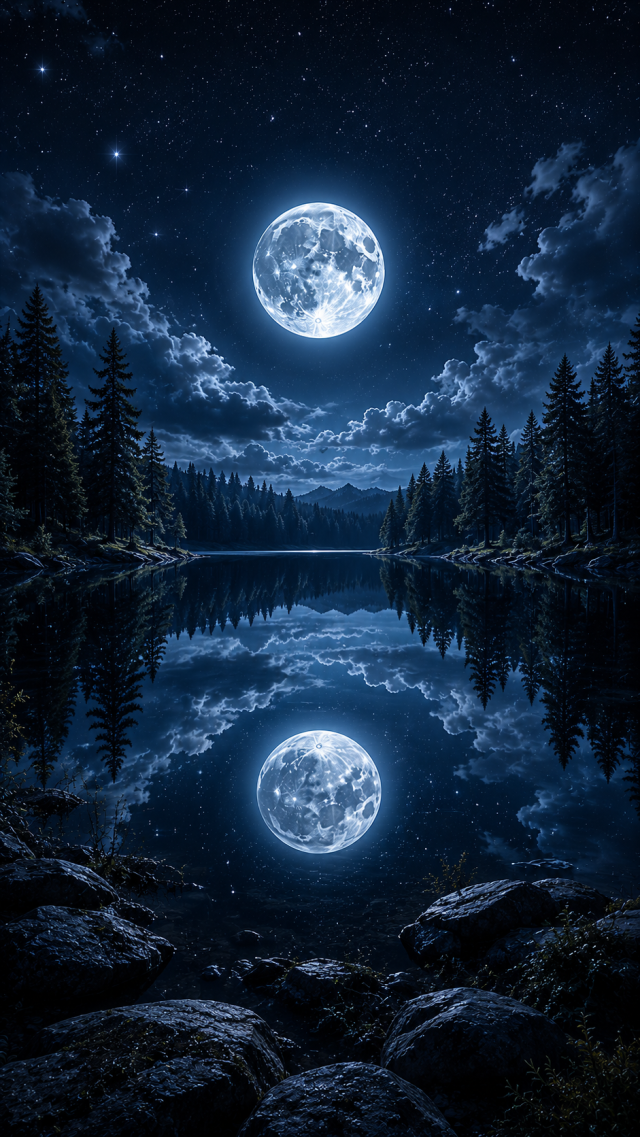 Full Moon Lake Reflection