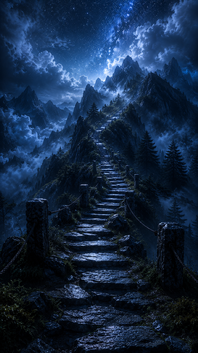 Moonlit Mountain Stairs
