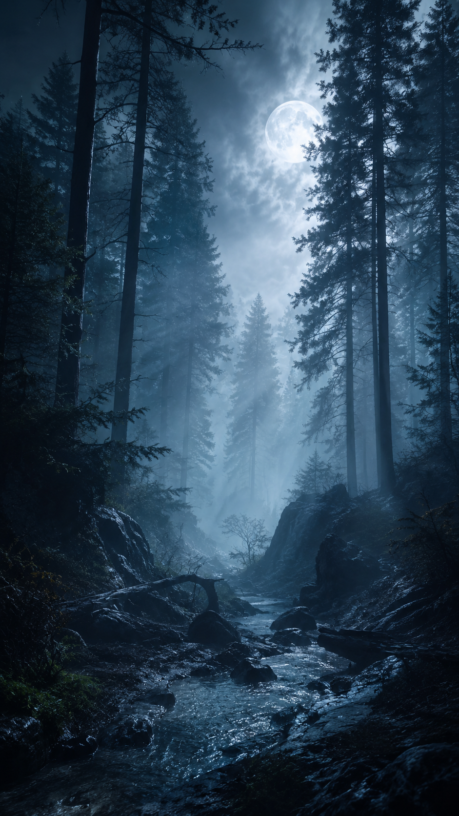 Moonlit Misty Forest