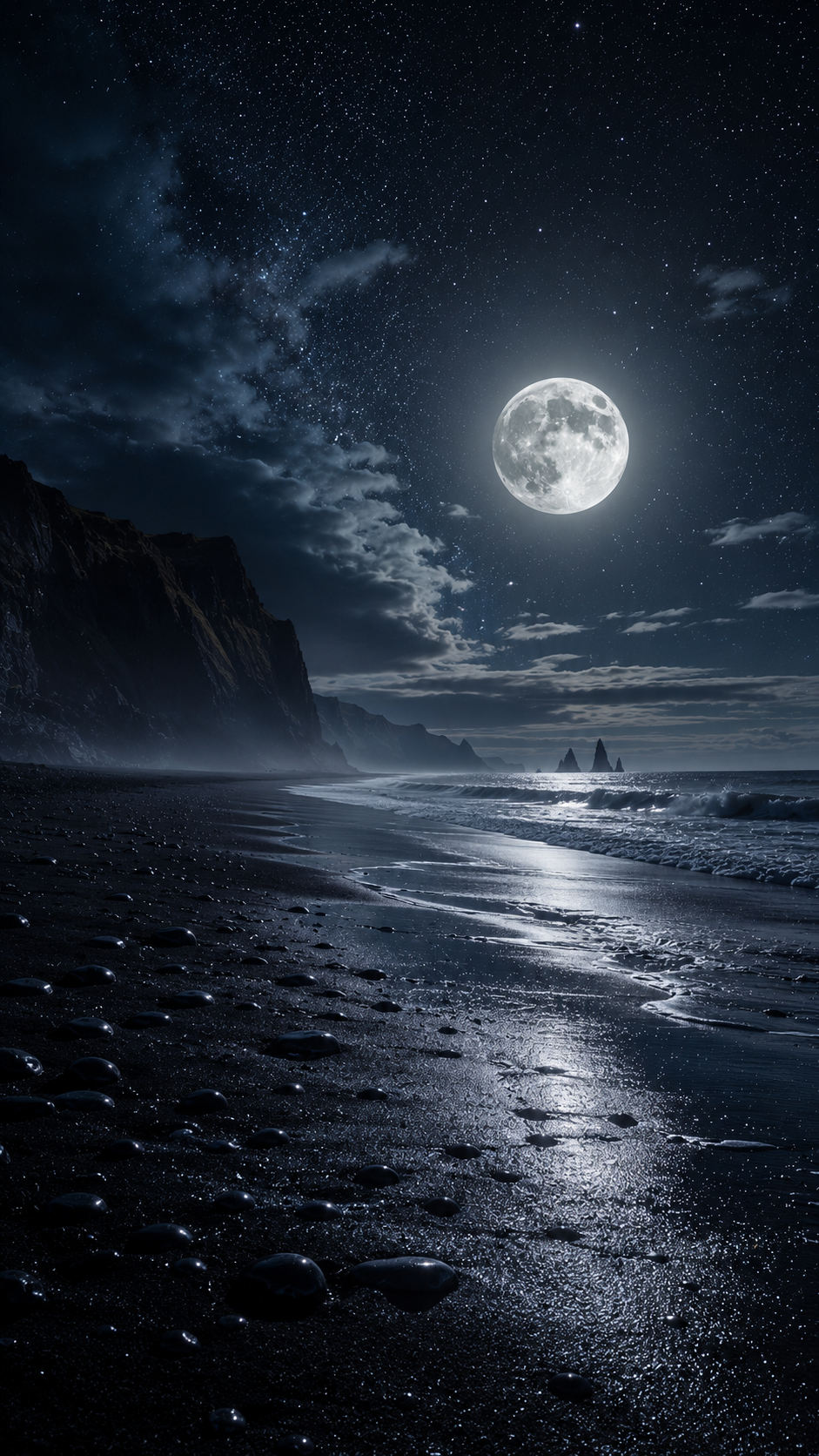 Moonlit Beach Shore
