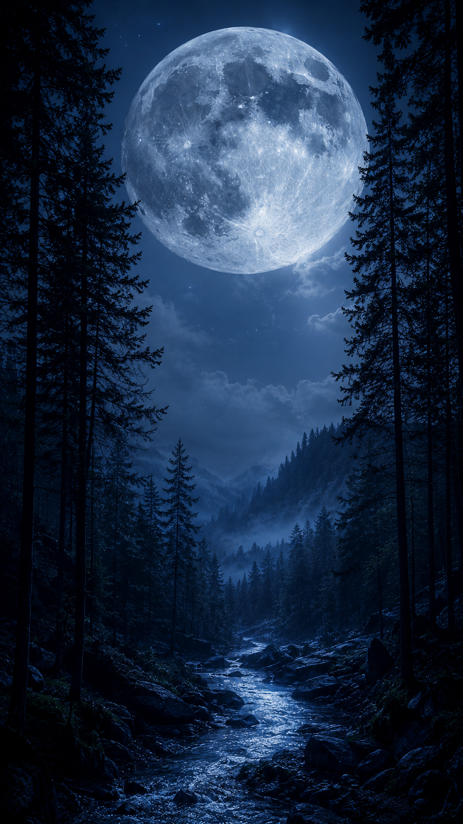 Moonlit Forest Path