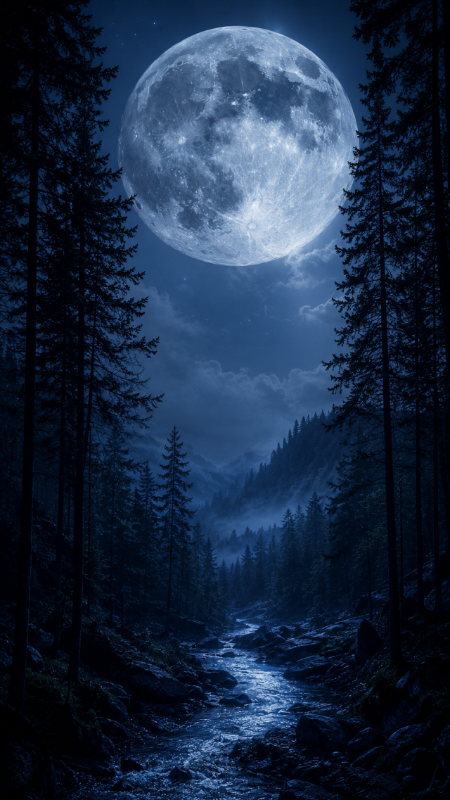 Moonlit Forest Path