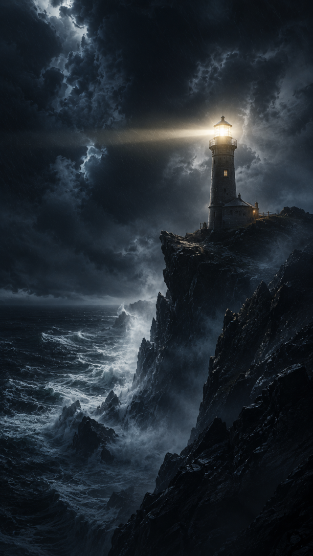 Lighthouse on a Stormy Cliff