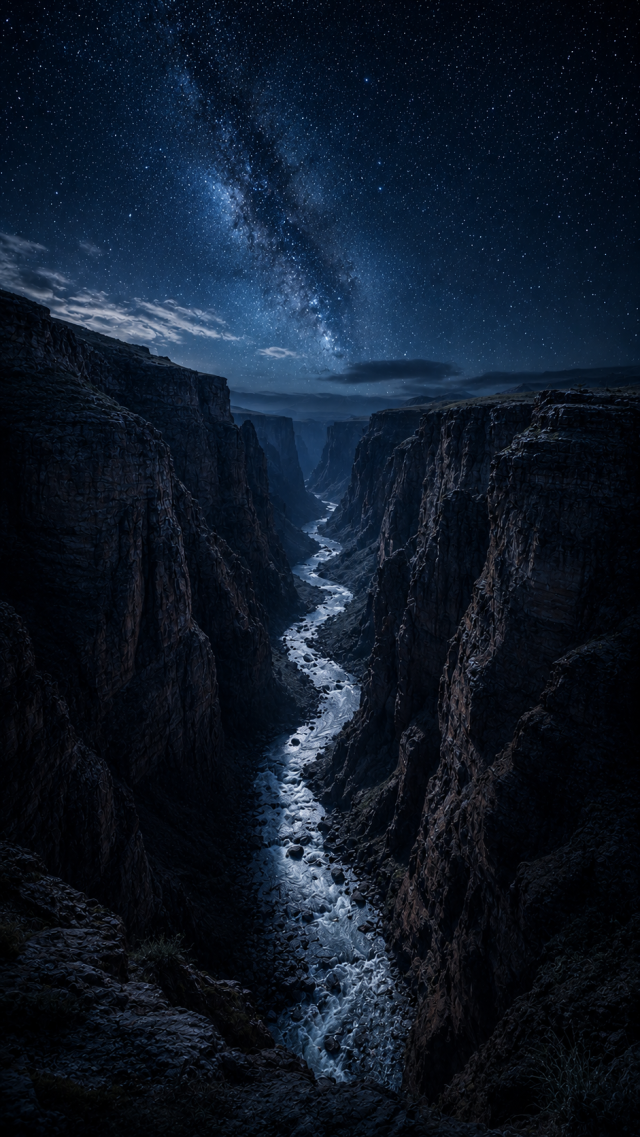 Canyon River under the Milky Way