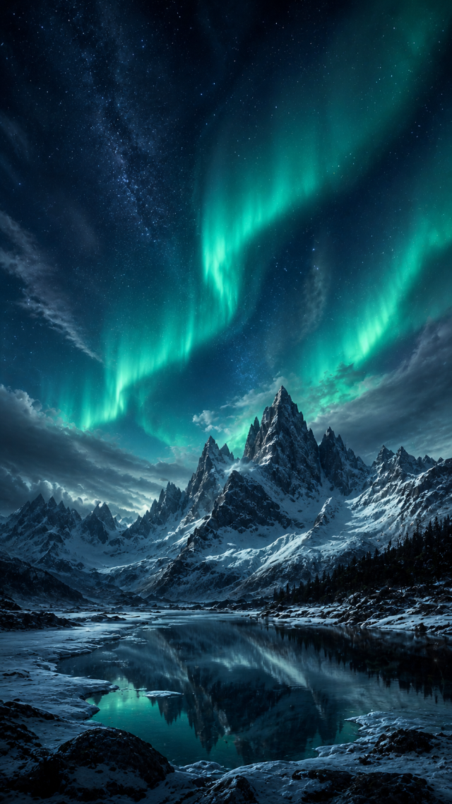 Aurora over a Mountain Lake