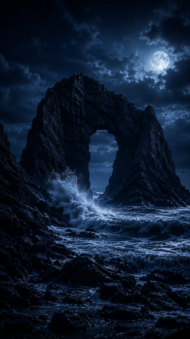 Sea Arch under the Moon