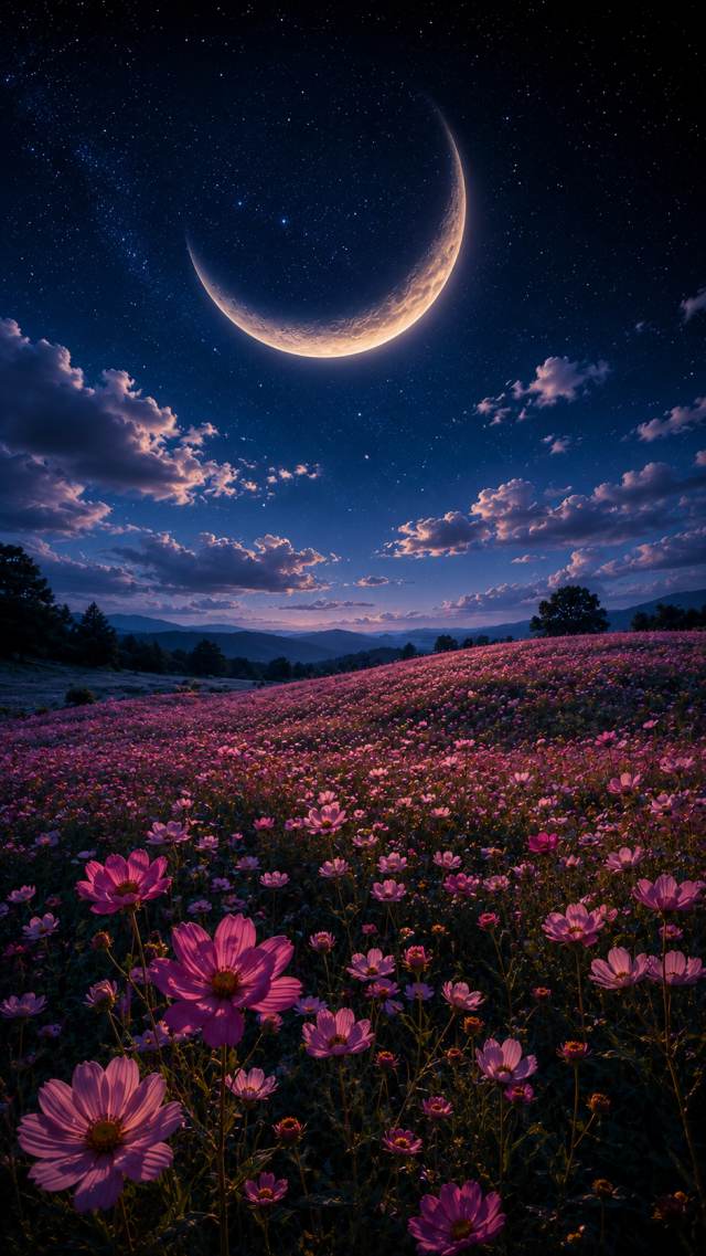 Crescent Moon Flower Field