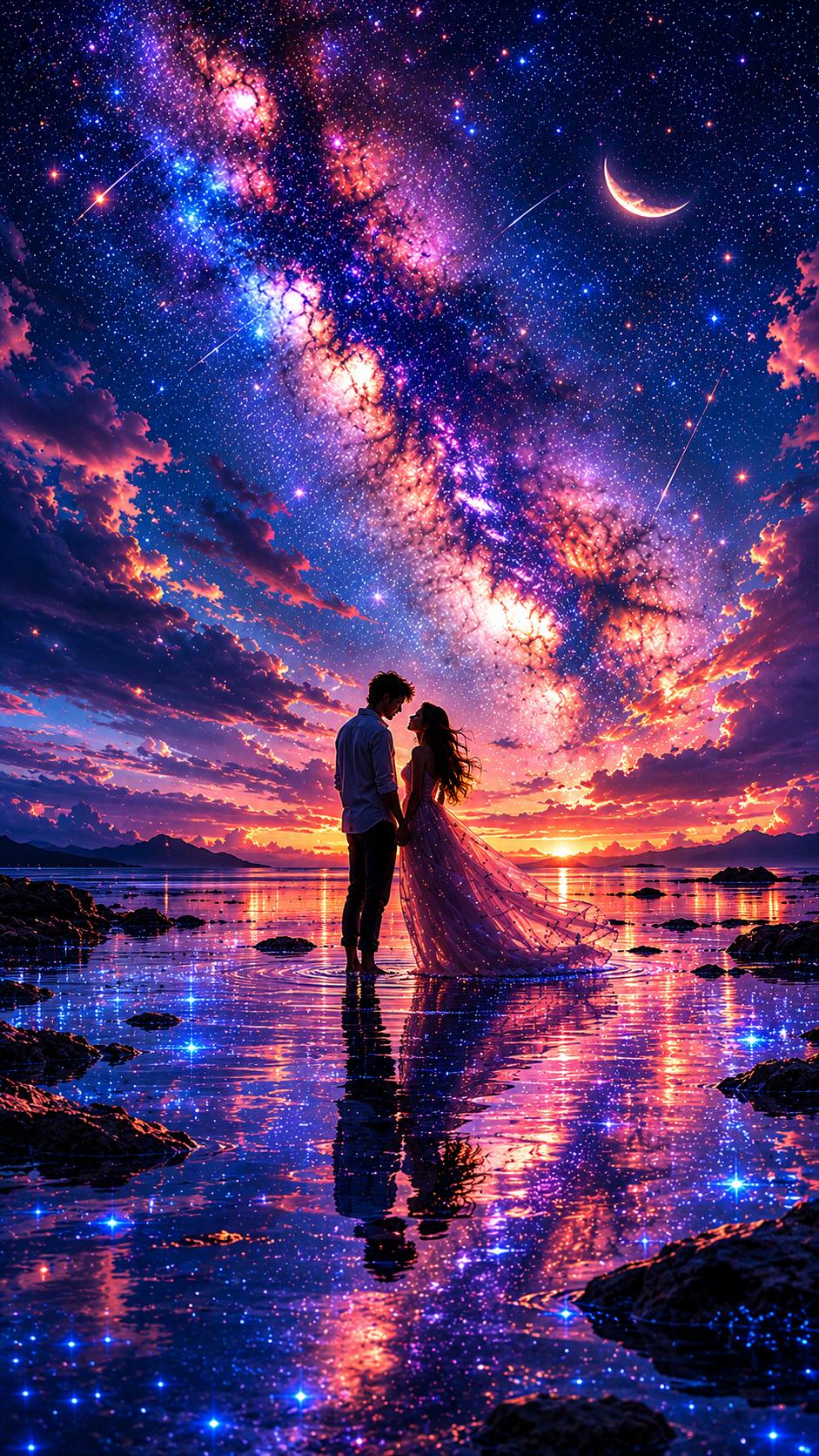 Couple Dancing under the Milky Way Sunset