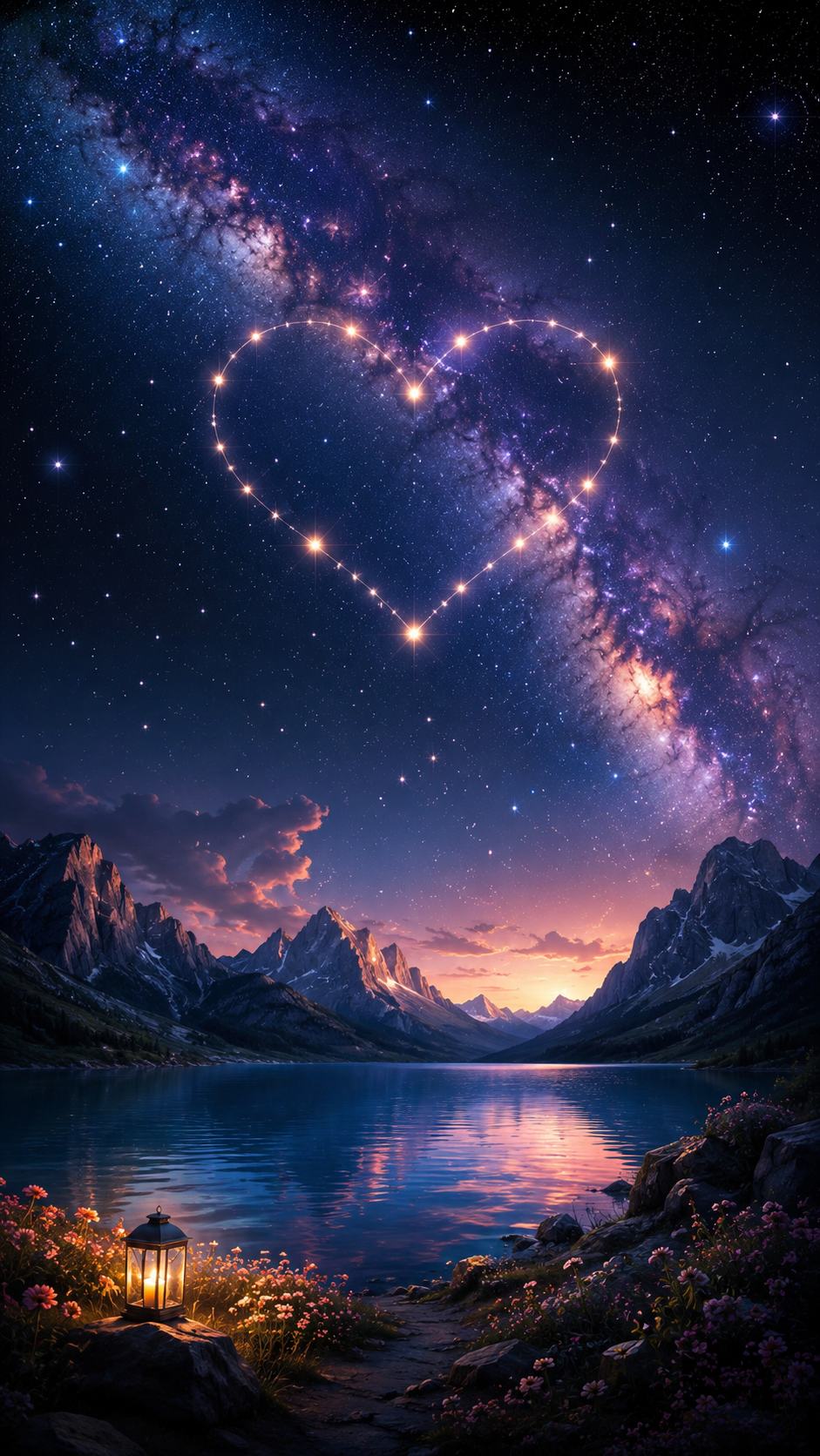 Heart Constellation over a Mountain Lake