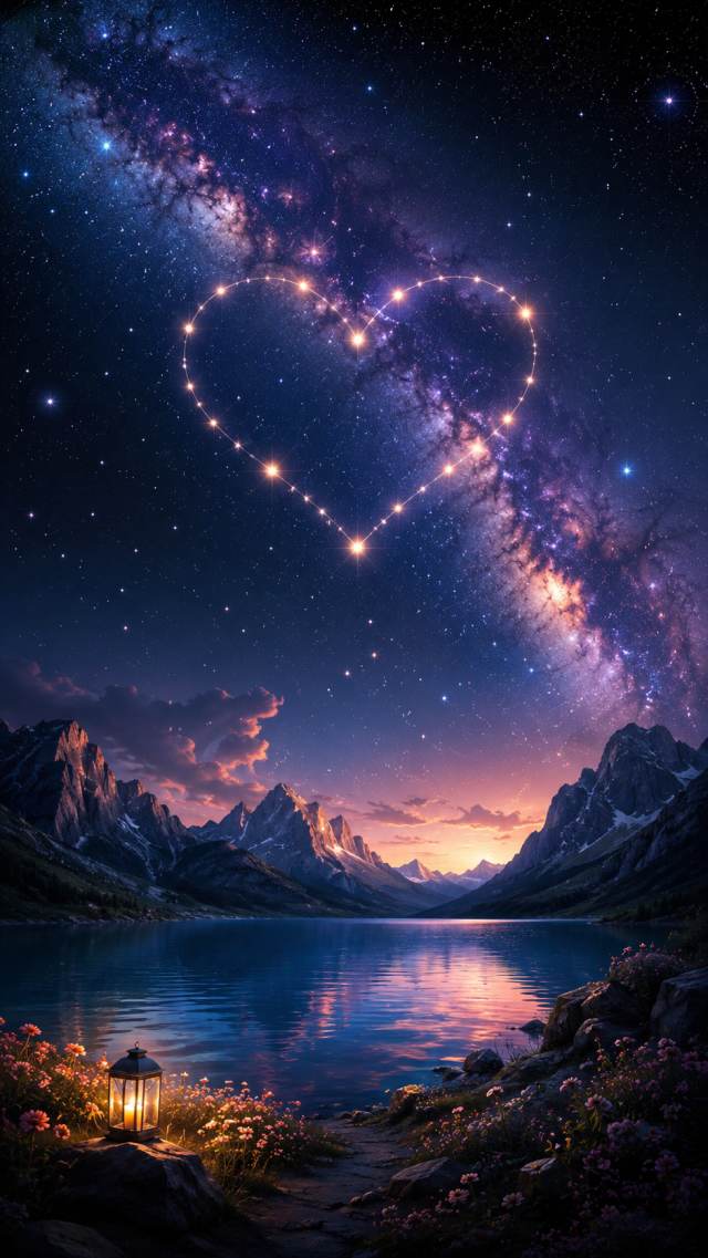 Heart Constellation over a Mountain Lake