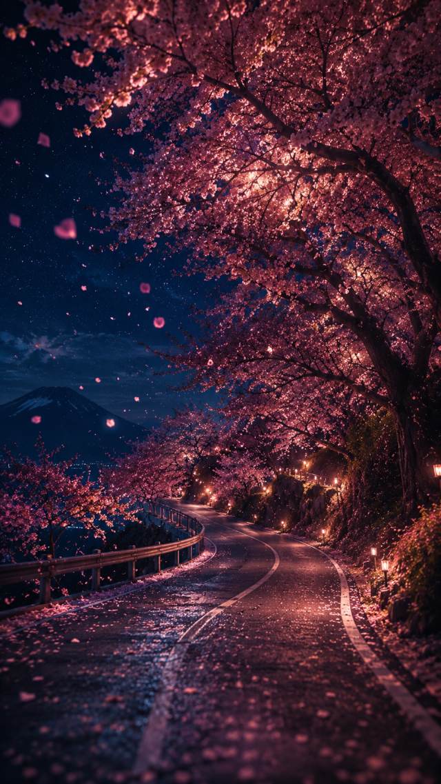Cherry Blossom Road at Night