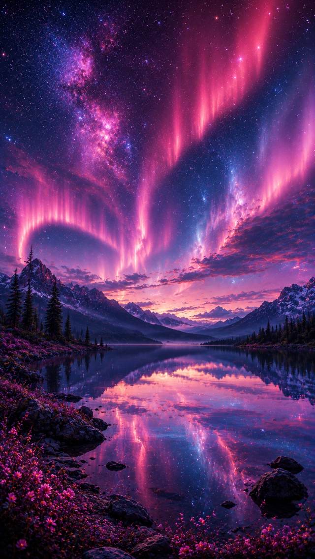 Aurora over a Mountain Lake