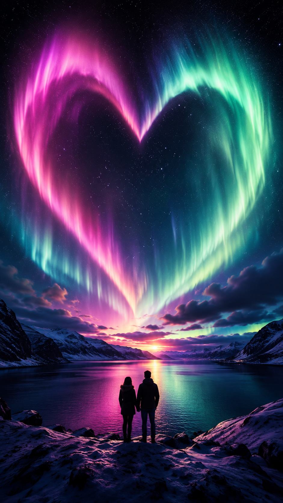 Heart Aurora Above a Couple