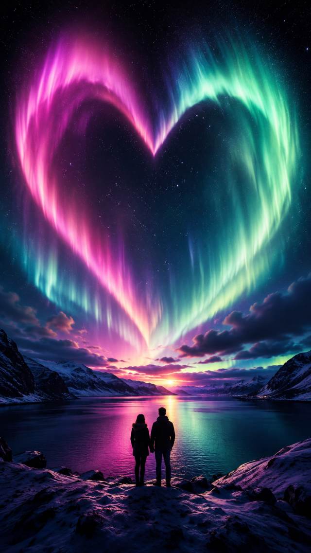 Heart Aurora Above a Couple