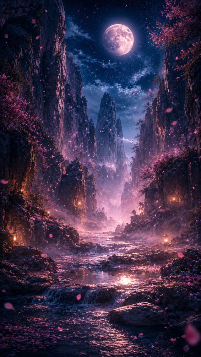 Pink Moon Waterfall Canyon